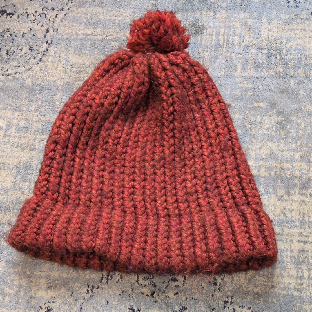 Cozy Red Knit Pom-Pom Beanie for Kids